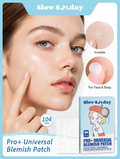 SlowSunday Pro+ Universal Blemish Patch-104pcs, Hydrocolloid Materials, Ultra-Thin Design, Waterproof & Breathable, Refreshing & Comfortable, For Pre-Makeup, For Face & Body, Y2K, Suitable For Fall & Winter, Halloween & Christmas