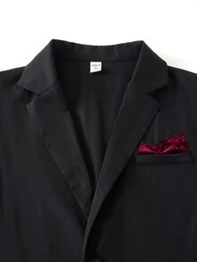 SHEIN Teen Boy Lapel Neck Long Sleeve Blazer And Pants Gentleman Suit Set - Black - View 4