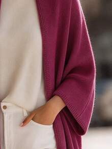 SHEIN Women's Solid Color Casual Versatile Daily Wear Cardigan - Red Violet - View 6