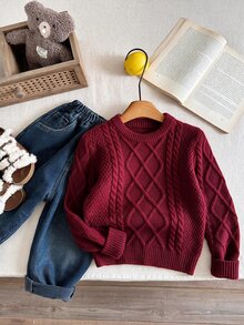 SHEIN 兒童小男孩秋冬毛衣，柔軟舒適學院風英倫風校服，適用返校季、職業日、聖誕節、萬聖節、生日 - 彩色 - 查看 5