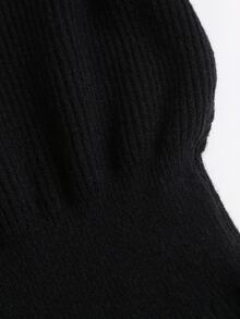 Sweetra Vintage Gold Buckle Off-Shoulder Bodycon Knit Dress - Black - View 6