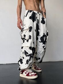 ROMWE MEN Street Life Men's Street Style Cow Print Hot-Selling Pants - Multicolor - View 3