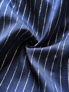 Viva Relle Plus-Size Sexy Striped Navy Blue With Silver Powder Dress Fall - Navy Blue - View 7