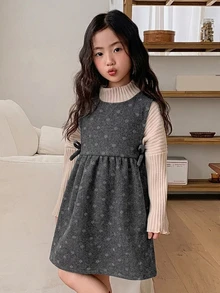 DAZY Young Girl) Round Neck Sleeveless Waist-Cinching Top Outer Layer Autumn/Winter Dress - Grey - View 2