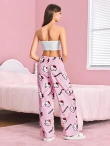 HELLO KITTY AND FRIENDS | SHEIN Set Piyama Atasan Bandeau dan Celana Panjang Wanita - Red and White - View 2