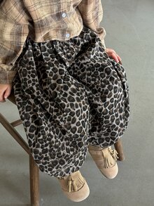 DAZY Young Girl Leopard Print Loose Lantern Pants With Elastic Waist Design - Brown - View 4