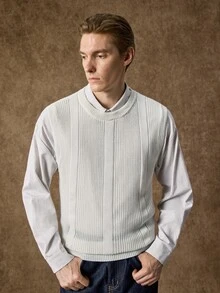 Manfinity CityGents Men's Solid Color Casual Versatile Daily Wear Knitted Vest - Apricot - View 7