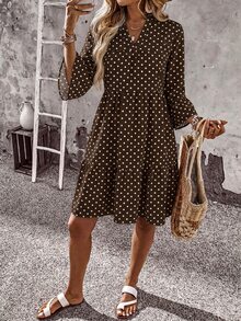 EMERY ROSE Casual Retro Polka Dot Print Plus Size Dress - Multicolor - View 5
