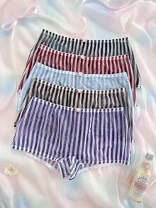 Eraneu Women's Mesh Printed Casual Underwear Multi-Pack Boxer Briefs 5pcs Set - Multicolor - View 1