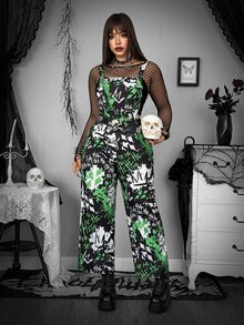 Whyspr Harley Quinn X SHEIN Plus Size Women's All-Over Print Casual Daily Wear Overalls Jumpsuit - Multicolor - View 4