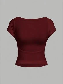 SHEIN EZwear 女款純色圓領露背短袖休閒T恤（3件組） - 彩色 - 查看 5