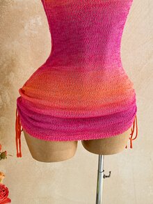 Soleia Women's Gradient Color Asymmetrical Shoulder Casual Daily Knit Dress - Multicolor - View 6