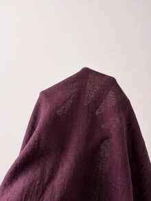 Solivie 3 Pieces Linen Women's Solid Color Camisole Top, Shorts And Robe Casual Everyday Set - Burgundy - View 3