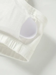 4pcs Girls' Bra Set, Traceable Cotton, Student Wear, Removable Cups, White - White - View 5
