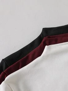 SHEIN 青少年女孩秋季上衣 秋冬加厚保暖休閒日常穿搭層次感高領羅紋抓絨布料純色校園風 白色 棕色 黑色 - 彩色 - 查看 4