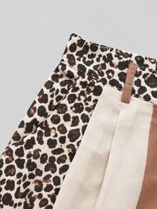 LUMIGAL Premium Casual Commuter Loose Leopard Print Pants With Belt - Multicolor - View 4