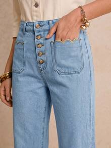 Poéselle Women's Casual Daily Wear Denim Jeans With Pockets - Light Wash - View 8