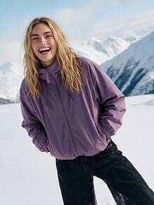 WanderVale Women's Solid Color Casual Daily Outdoor Down Jacket - Purple - View 6