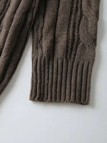SHEIN Franclia 新款秋冬歐美休閒高領修身中長版毛衣洋裝 女款 - 咖啡棕 - 查看 5