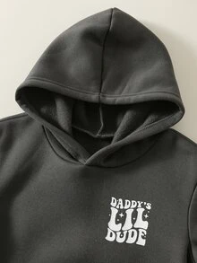 SHEIN 2件組小男孩秋冬休閒字母印花連帽衛衣與長褲運動套裝 - 彩色 - 查看 5