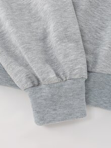 Balvessa V-Neck Colorblock Long Sleeve Asymmetrical Loose Casual Sweatshirt For Women - Grey - View 4