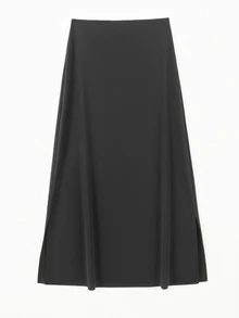 Ocili Women's Long Skirt With Side Slit, 1pc - Black - View 5