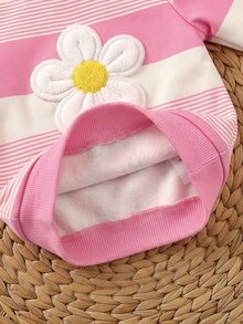SHEIN Newborn Baby Letter & Floral Print Long Sleeve Top And Pants Casual Everyday Set - Pink - View 7
