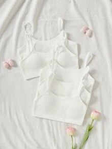 Tween Girl Ribbed Simple Comfortable Training Bras 5pcs/Pack - White - View 1