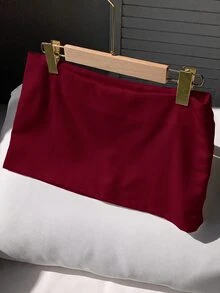 SHEIN Tween Girl Casual Daily Kids Shorts Red Fashion Skirt, Suitable For Summer, Lightweight Material - Burgundy - View 4