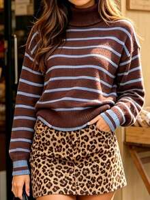 INAWLY Sweater Rajut Pullover Kasual Bertekstur Garis-Garis Musim Gugur/Dingin Terbaru, Romantis, Cocok untuk Perjalanan Sehari-hari, untuk Wanita Elegan - MultiWarna - View 8