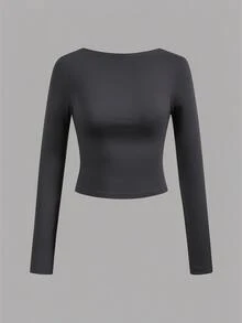 SHEIN EZwear 女款素色露背長袖休閒T恤 (2件組) - 彩色 - 查看 7