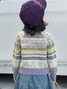 DAZY Young Girl Contrast Color Casual Daily Outing Cardigan - Light Grey - View 7
