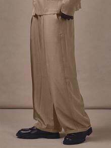 Musero Pleated Suit Pants Side Pockets One Back Pocket Co Ord Trousers Only Autum Winter Essentials - Brown - View 3