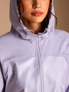 SHEIN BASICS جاكيت سوفت شيل نسائي بلون موحد كاجوال متعدد الاستخدامات للخارج - ارجواني فاتح - مشاهدة 6