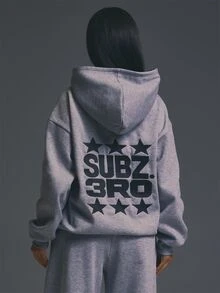 MUSERA هودي رمادي فضفاض بتفاصيل جرافيك على الظهر، إطلالة Coolgirl مثيرة بنقشة كامو، مناسب للسهرات والخروجات وحفلات الهالوين والحفلات الموسيقية والريف والديسكو، للخريف والشتاء - رمادي - مشاهدة 1