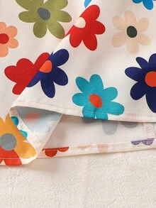 SHEIN 少女花卉印花休閒日常夏季洋裝 - 紅色 - 查看 6