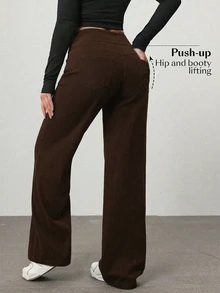 Flexra Petite Women's Casual Versatile Daily Wear Denim Jeans - Brown - View 2
