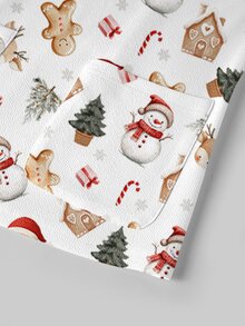 TaskEZ Scrub Uniform Set Christmas Santa Claus Christmas Tree Gingerbread Man Holiday Style Short Sleeve Top And Long Pants - Multicolor - View 5