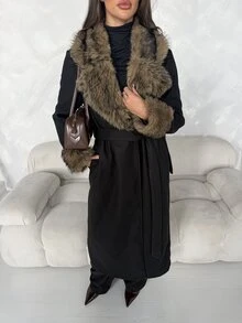 Aloruh معاطف نسائية، خريف، شتاء - الأسود - مشاهدة 4