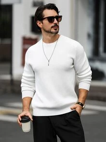 Marcello Vane 男士極簡百搭長袖針織衫，適合日常穿著 - 彩色 - 查看 1