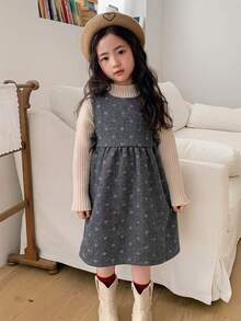 DAZY Young Girl) Round Neck Sleeveless Waist-Cinching Top Outer Layer Autumn/Winter Dress - Grey - View 1