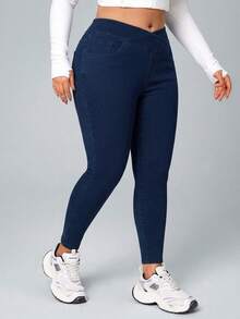 Flexra Plus Size Women's Casual Versatile Daily Wear Jeans - Dark Wash - View 5