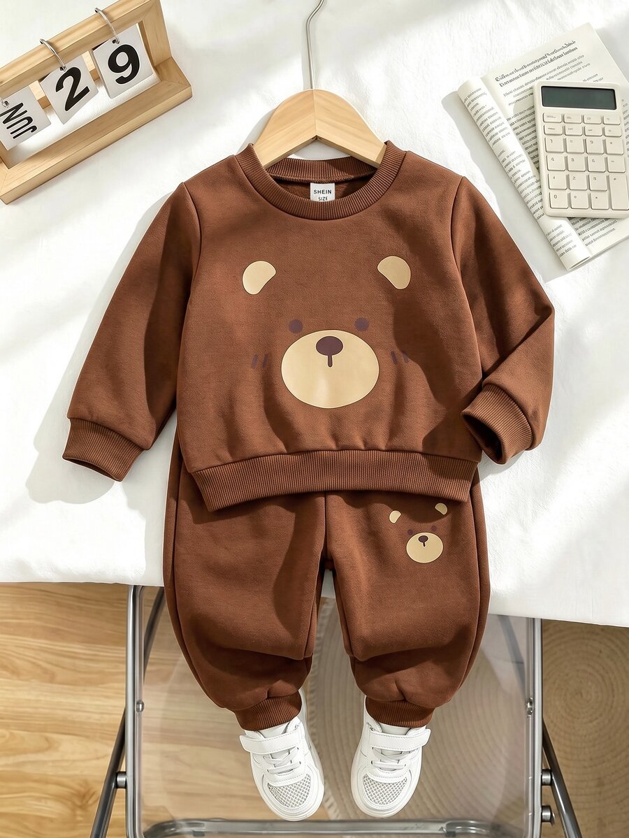 Young Boys Loose Casual Comfortable Long Sleeve Sweatshirt And Pants 2 Pieces Set, Suitable For Autumn/Winter - Multicolor - View 1