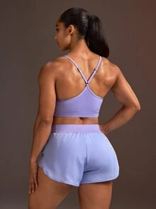 Powerista Women's Solid Color Camisole Top And Shorts Casual Daily Sports Set - Purple - View 4