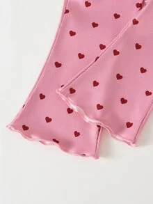 SHEIN Playful Pals 3 Packs Baby Girls Brushed Ribbed Long Pants, Simple Heart Print, Comfortable Stylish Autumn Winter Trousers For Outdoor Wear - Black and White - View 5