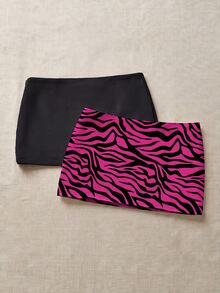 Attitoon Women's Zebra-Print & Solid Mini Skirt (2-Pack) - Multicolor - View 6