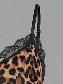 Galadore Plus Size Elegant Lace Trim Leopard Print Camisole Camisole - Multicolor - View 6