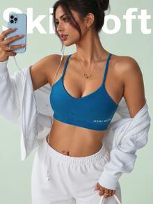 Sovereign Charm Sovereign Charm Women's High-Impact Letter Print Daily Fitness Sports Bra - Navy Blue - View 4
