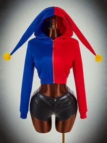 Amplova Halloween Party Clown Cosplay Hat Women's Sweatshirt - Multicolor - View 12