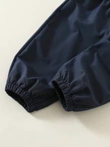SHEIN 2件組男嬰秋冬休閒條紋字母印花拉鍊連帽衛衣與長褲運動套裝 - 彩色 - 查看 6
